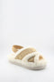 Luz da lua Faux Fur Crisscross Platform Sandals